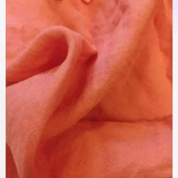 AK Anne Klein 100% Linen Ruffled Puff  Shoulders Button Down Top Size 8 - Picture 8 of 10